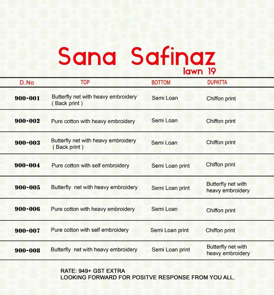 Sana Safinaz Lawn-19 Deepsy Cotton Embroidery Suit Sana Safinaz Lawn-19 Deepsy Cotton Embroidery Suit